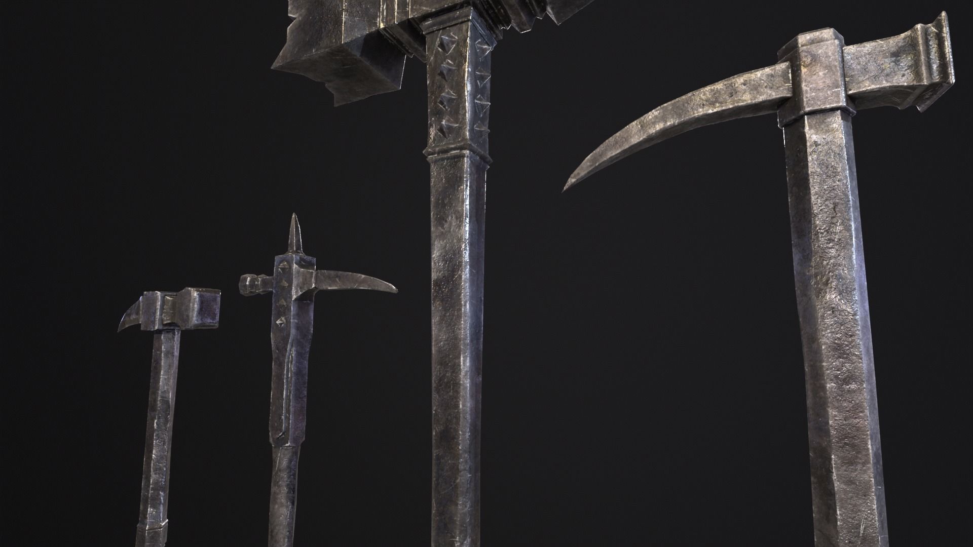 Medieval Spiked Hammer Kit Low-poly 3D model_20
