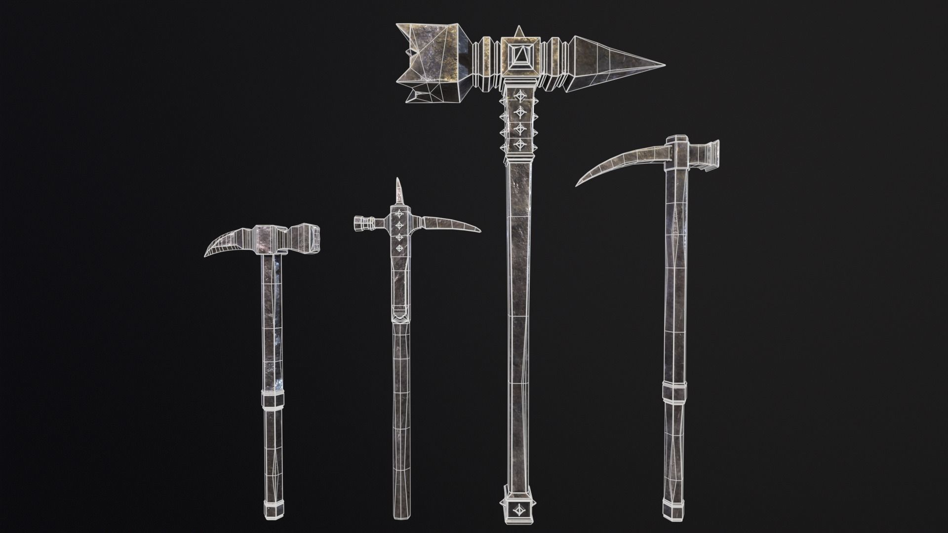 Medieval Spiked Hammer Kit Low-poly 3D model_3