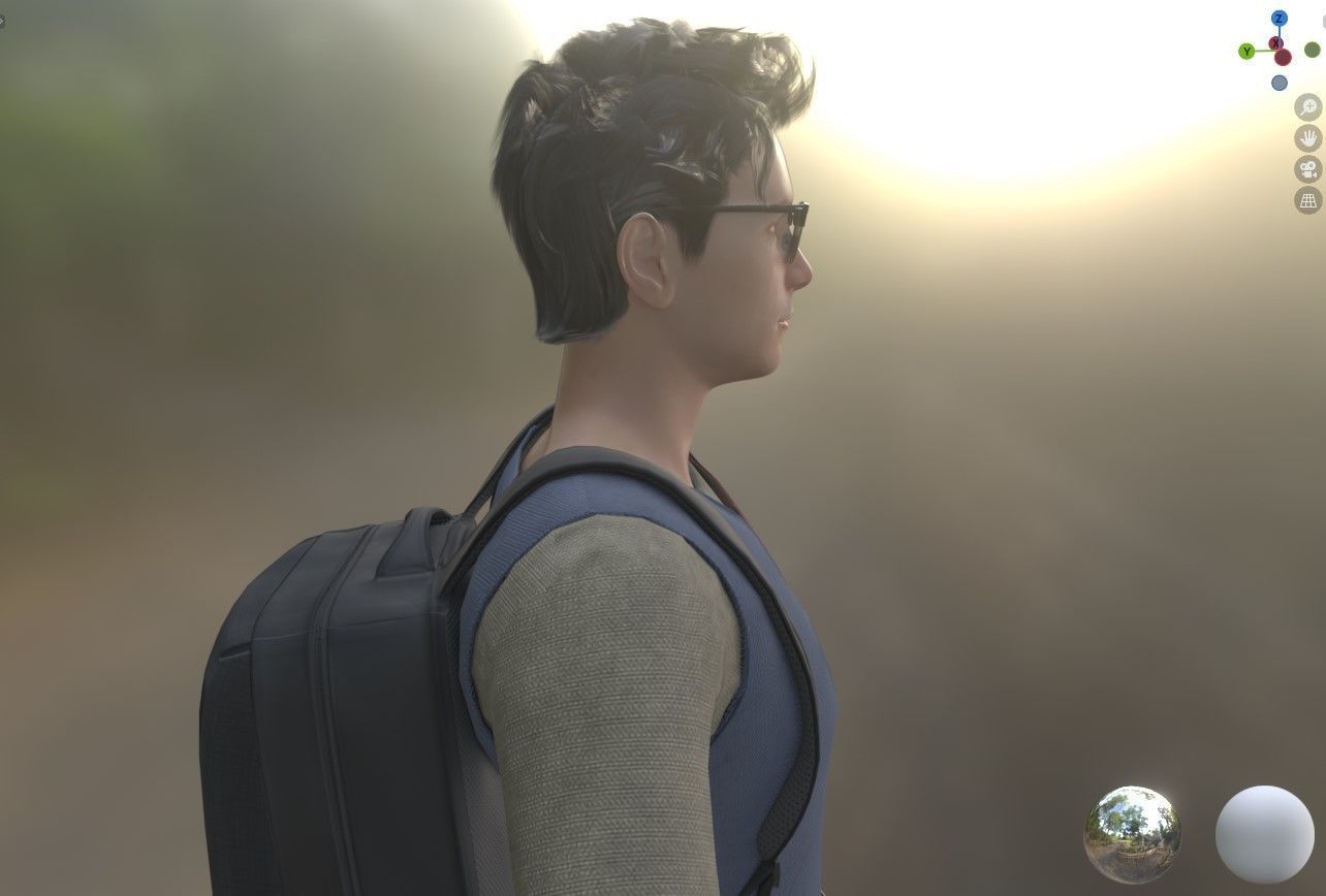 Photo-realistic Male Character in Camping Outfit to Animate 3D model_2