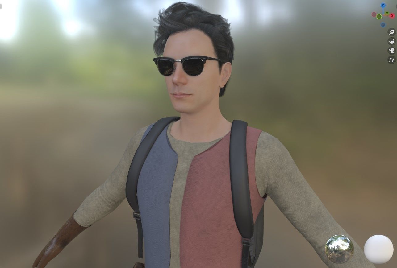 Photo-realistic Male Character in Camping Outfit to Animate 3D model_7