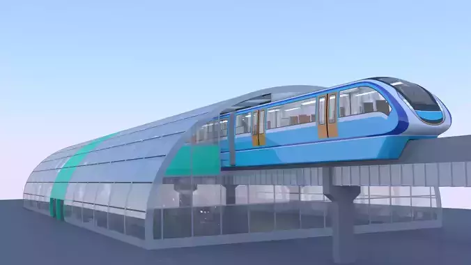 Monorail station with train 2024 IV