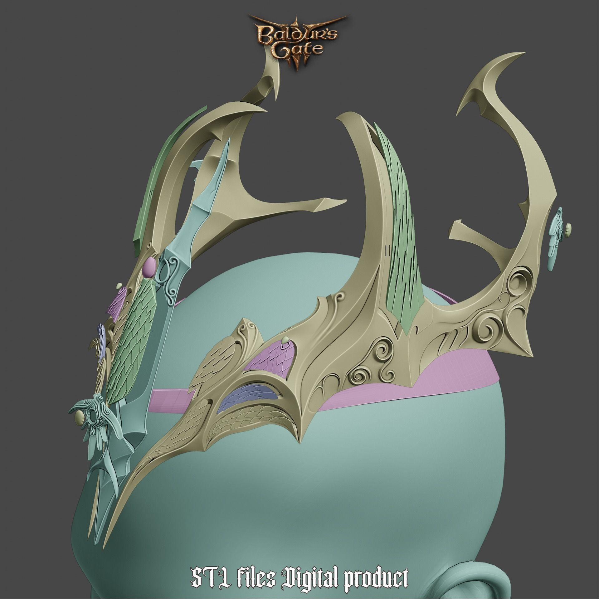 Fantasy Crown of Krasus Baldurs Gate 3 3D print model_15