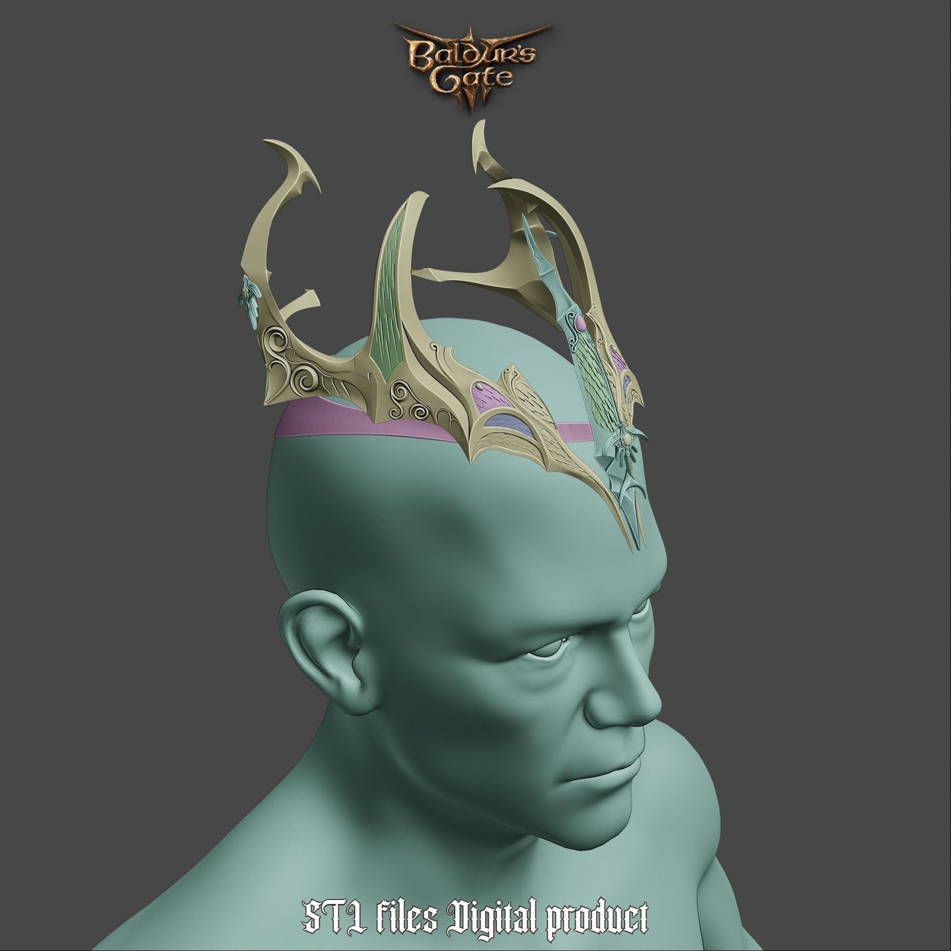 Fantasy Crown of Krasus Baldurs Gate 3 3D print model_26