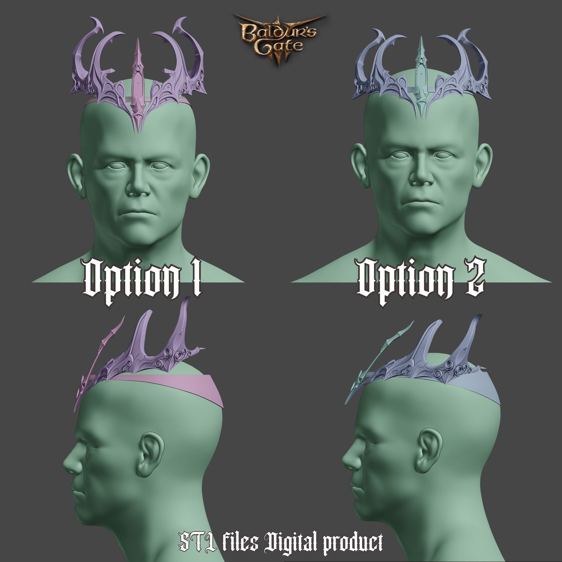 Fantasy Crown of Krasus Baldurs Gate 3 3D print model_11