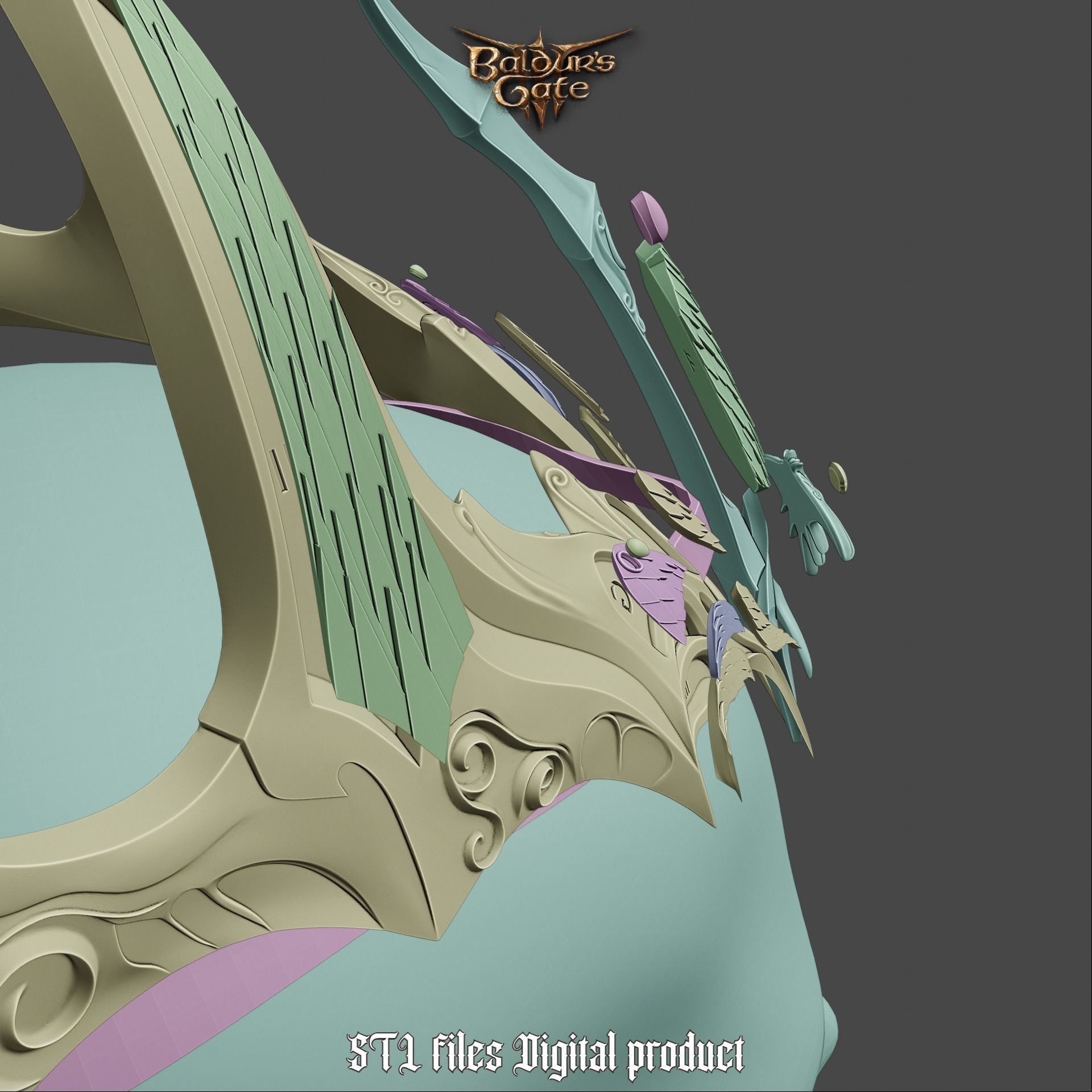 Fantasy Crown of Krasus Baldurs Gate 3 3D print model_17