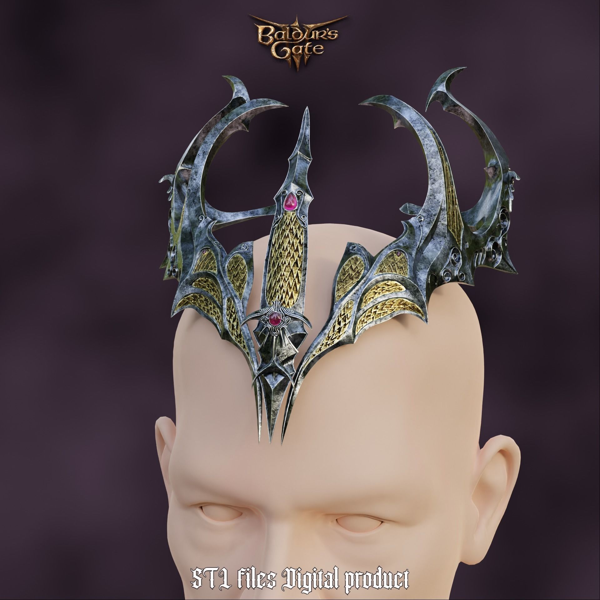 Fantasy Crown of Krasus Baldurs Gate 3 3D print model_3