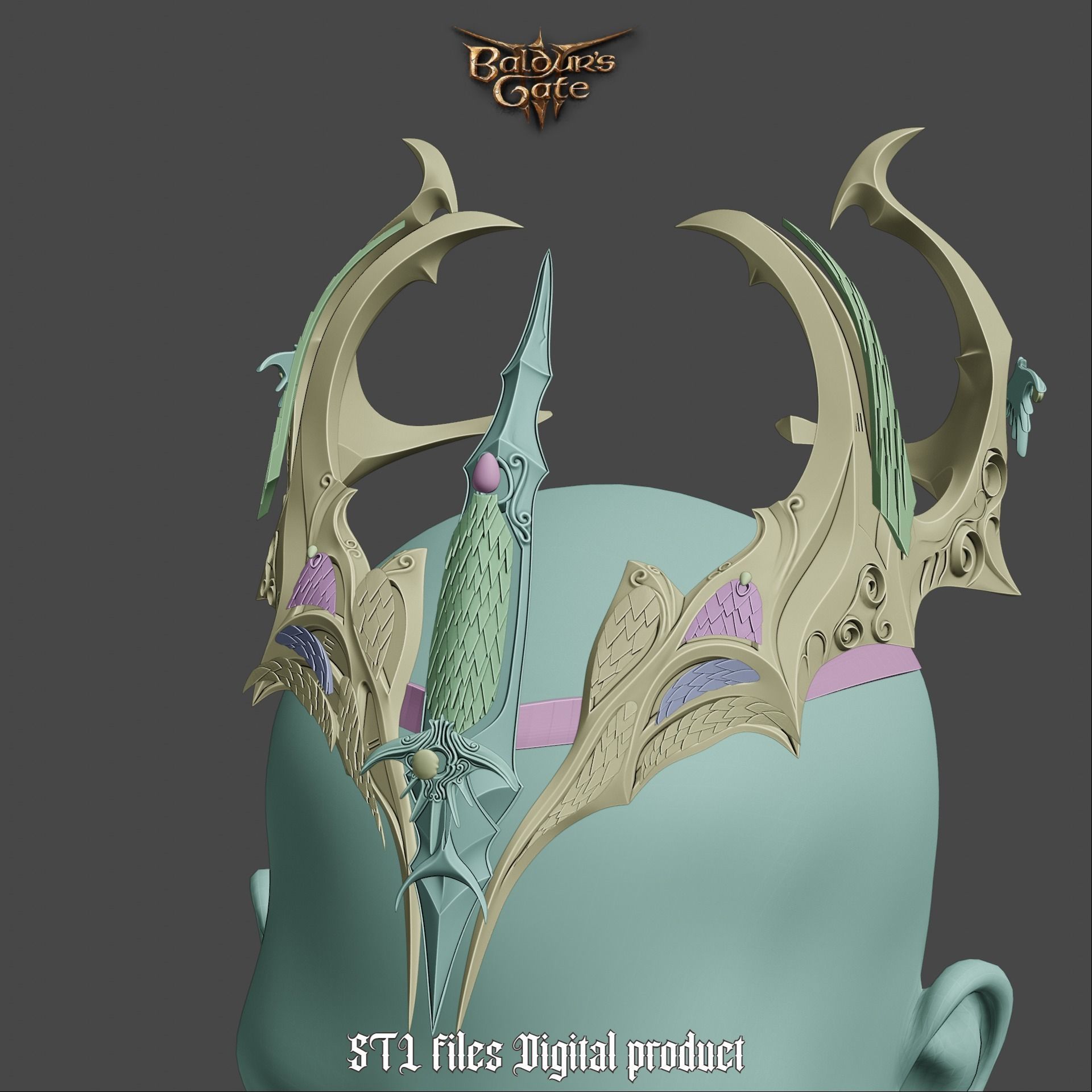 Fantasy Crown of Krasus Baldurs Gate 3 3D print model_16