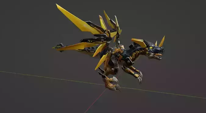 Mecha Trex Golden Low-poly 3D model