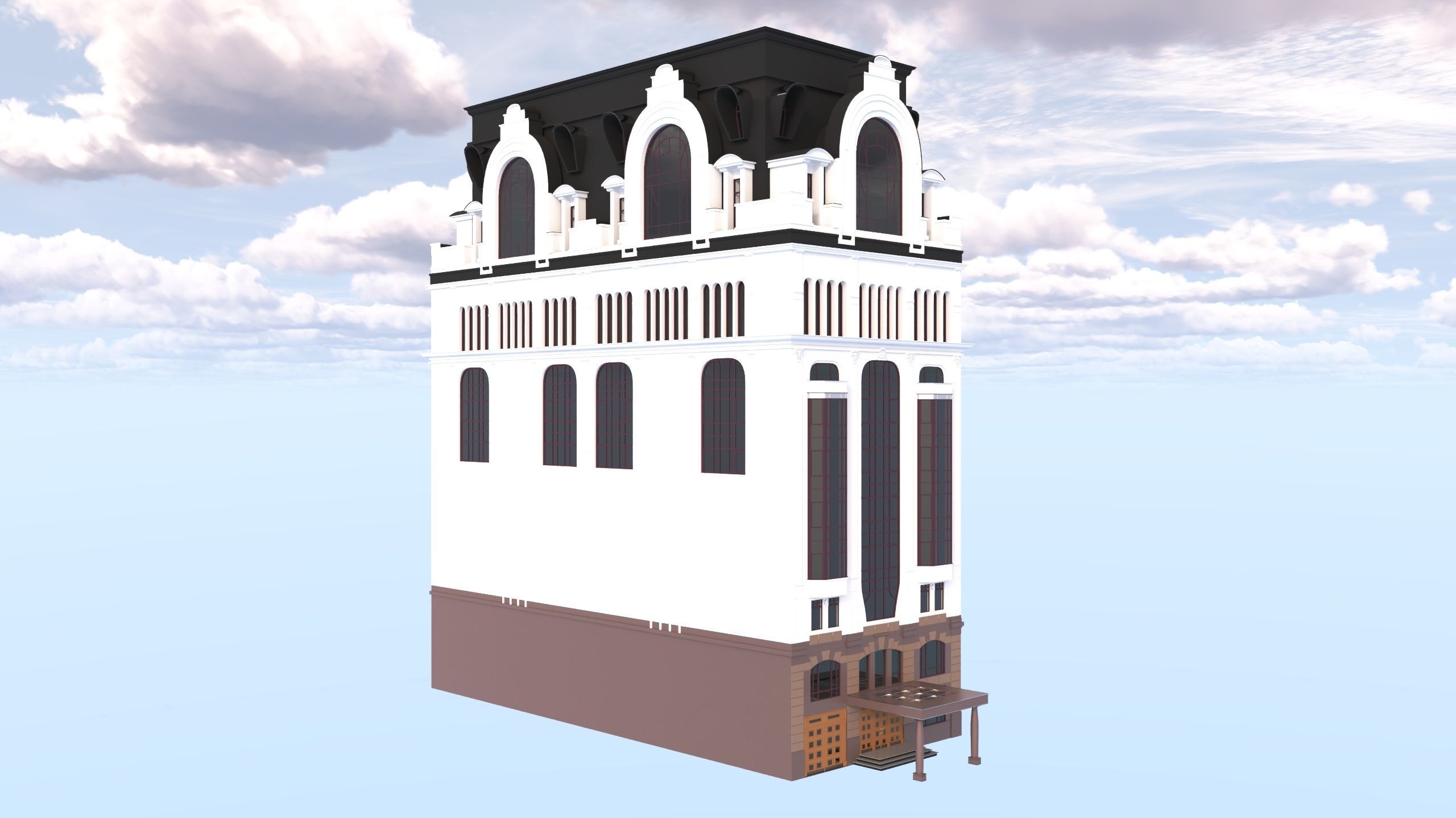 Modern residential building for the European Street 5 Low-poly 3D model_3