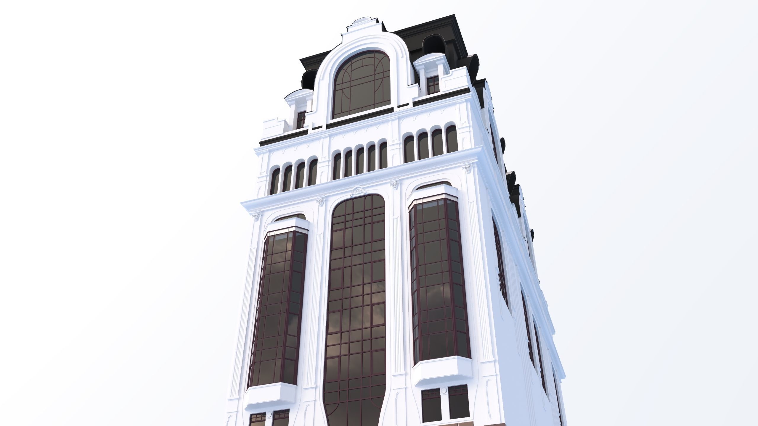 Modern residential building for the European Street 5 Low-poly 3D model_5