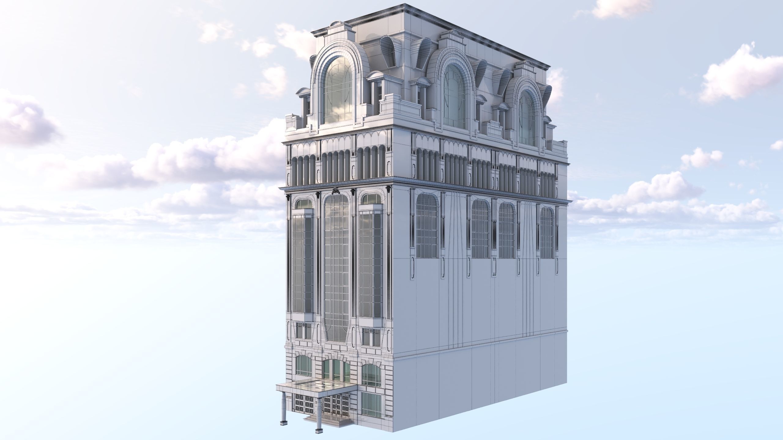 Modern residential building for the European Street 5 Low-poly 3D model_2