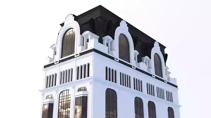 Modern residential building for the European Street 5 Low-poly 3D model
