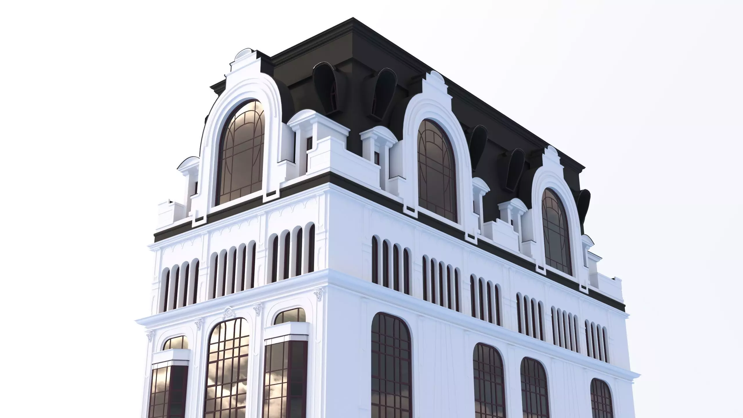 Modern residential building for the European Street 5 Low-poly 3D model_0