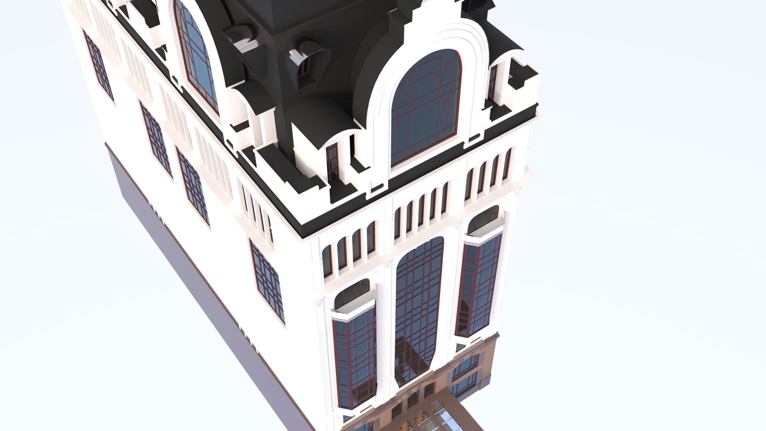 Modern residential building for the European Street 5 Low-poly 3D model_6