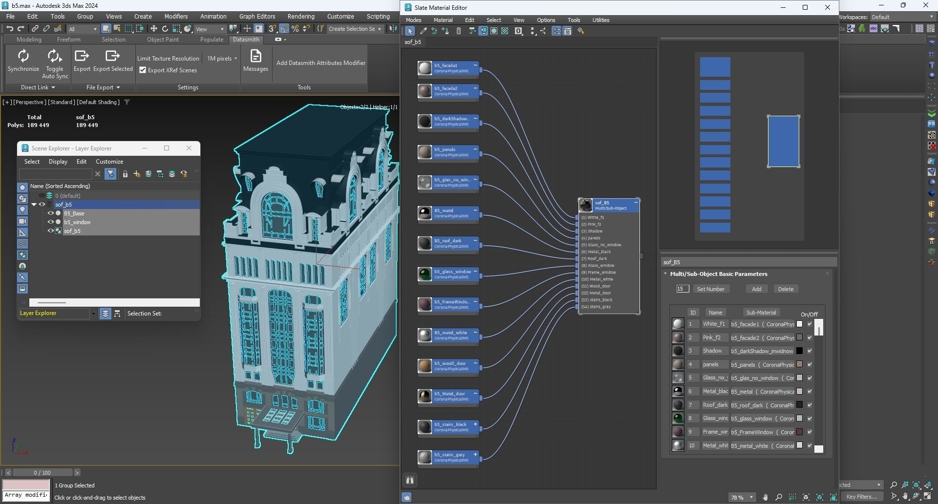 Modern residential building for the European Street 5 Low-poly 3D model_8