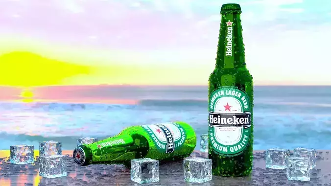 Heineken Beer 3D Model - Blender Cycles Render 3D model