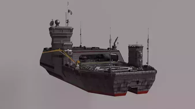 Futuristic Aircraft Carrier Rigged 3D Asset - Full Interior