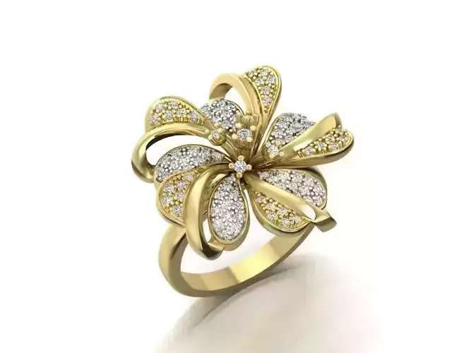 Flower ring with diamonds 