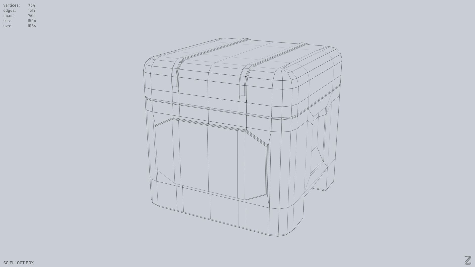 Scifi loot box Low-poly 3D model_9