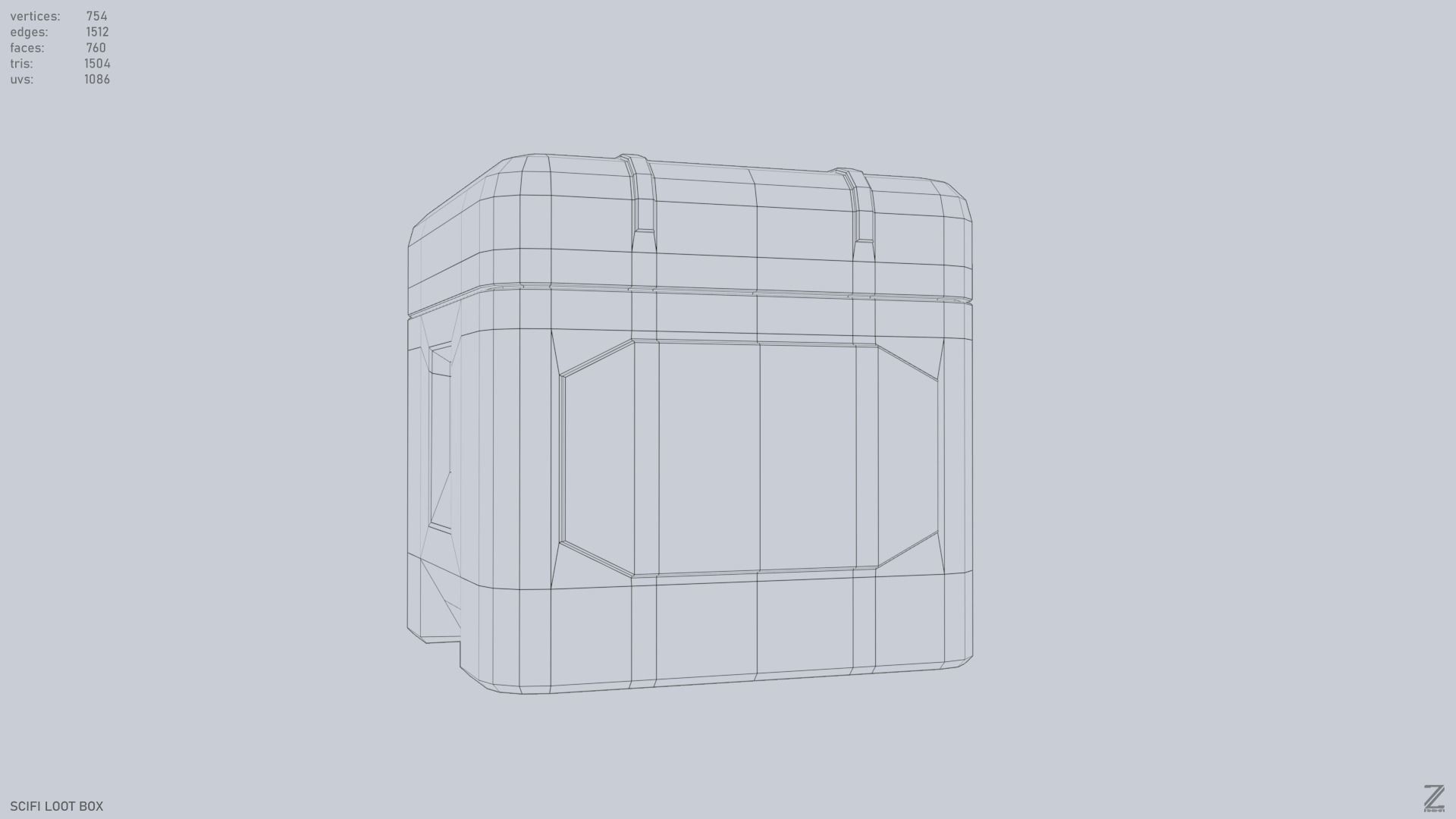 Scifi loot box Low-poly 3D model_11