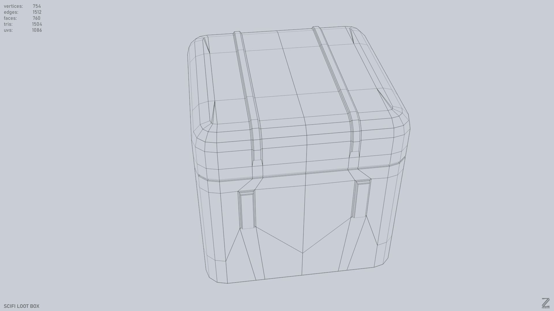 Scifi loot box Low-poly 3D model_14