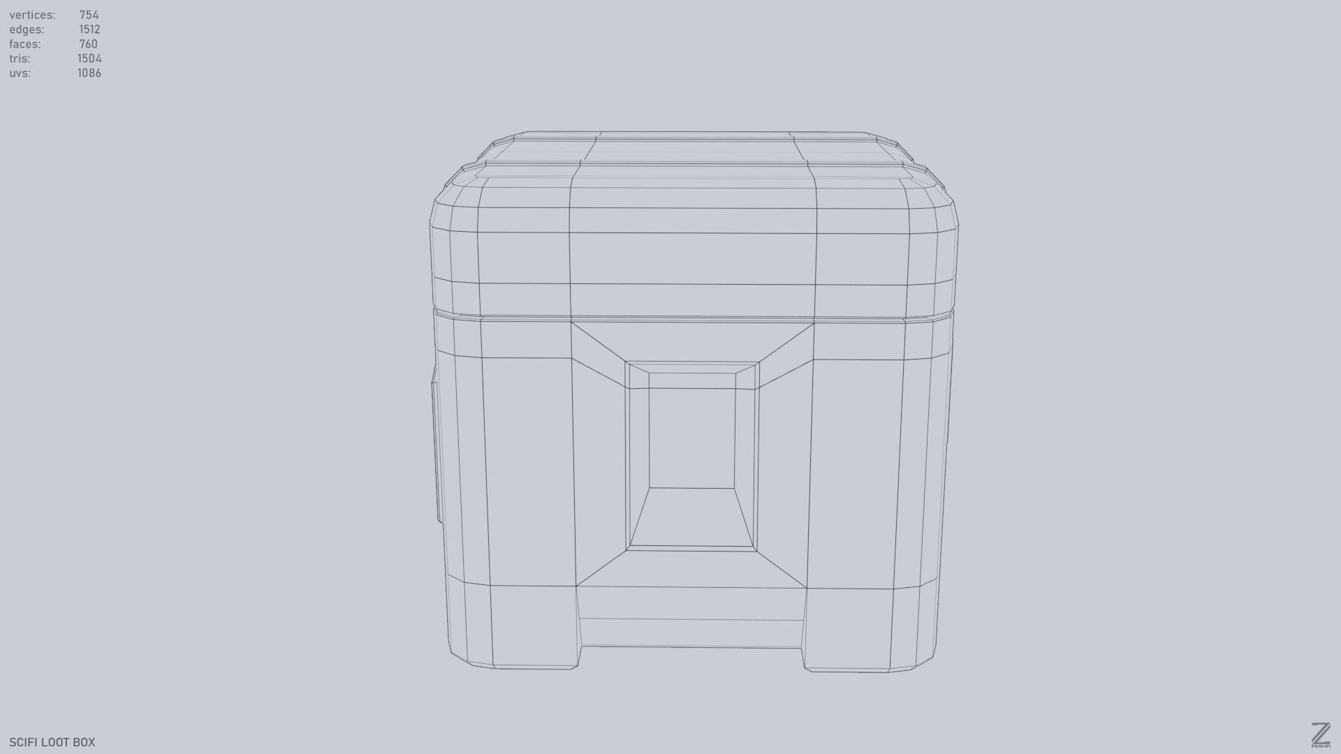 Scifi loot box Low-poly 3D model_15
