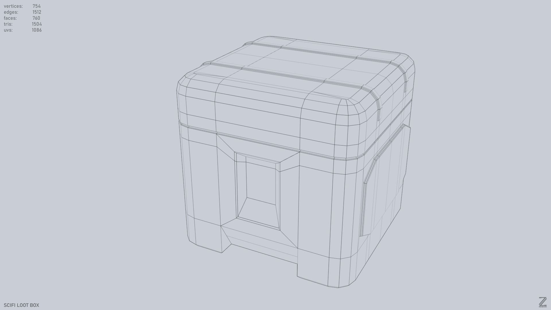 Scifi loot box Low-poly 3D model_12