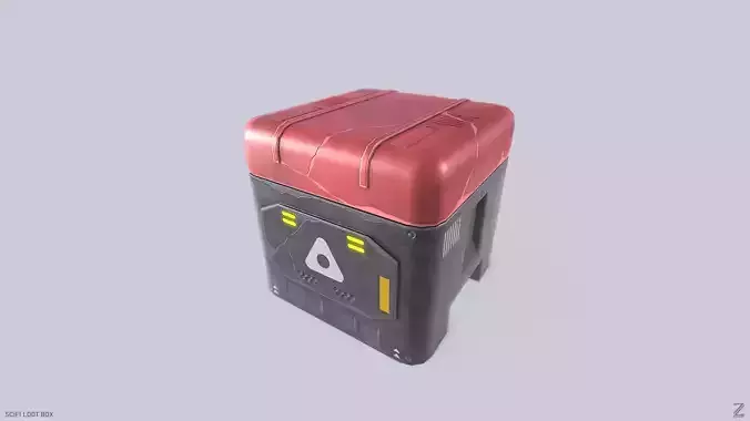 Scifi loot box Low-poly 3D model