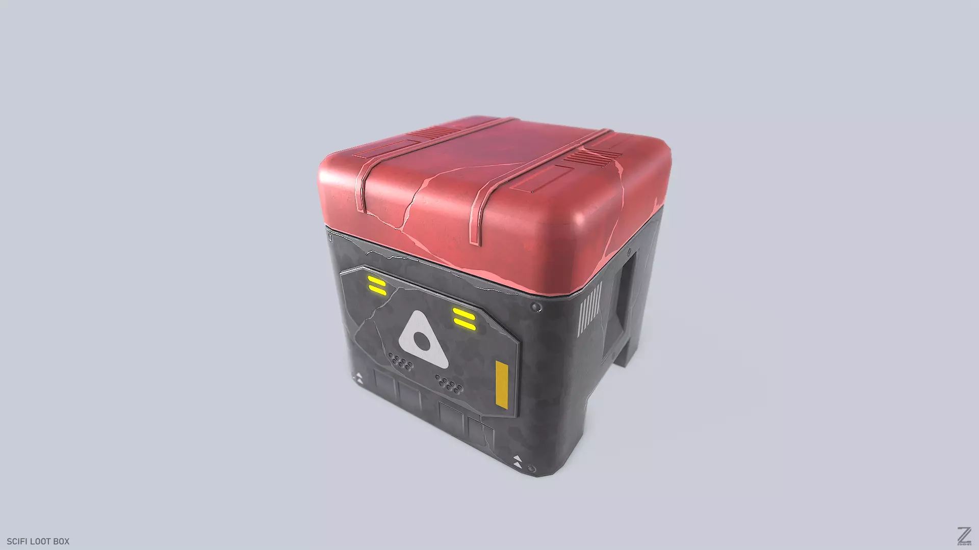Scifi loot box Low-poly 3D model_0