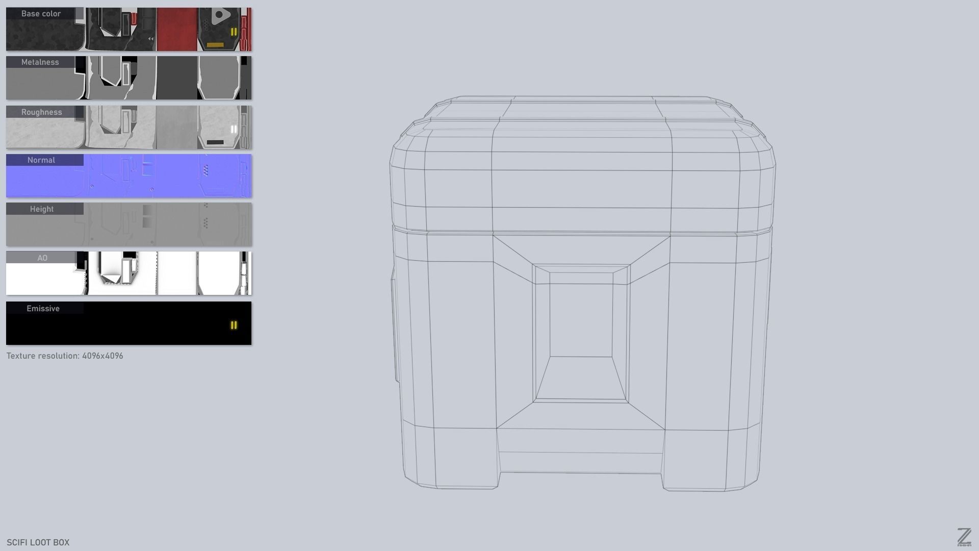 Scifi loot box Low-poly 3D model_3