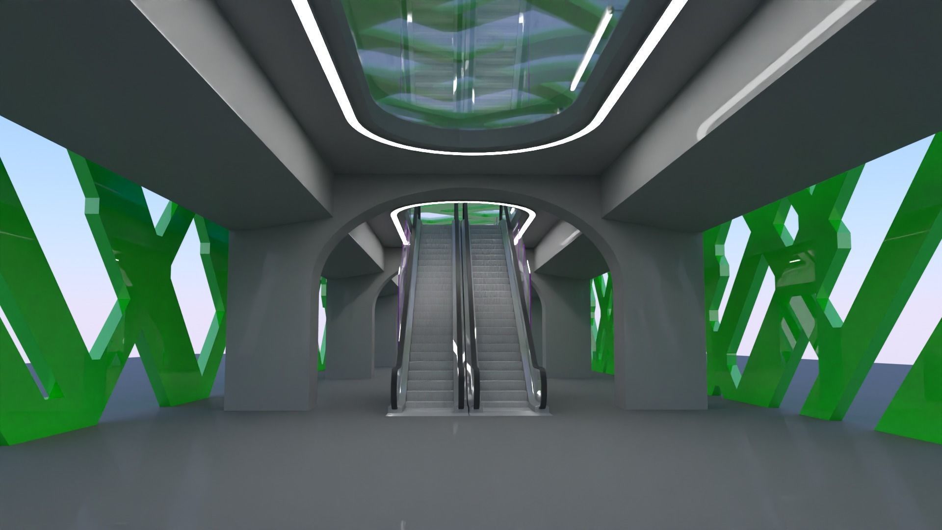 Monorail station with train 2024 V 3D model_6