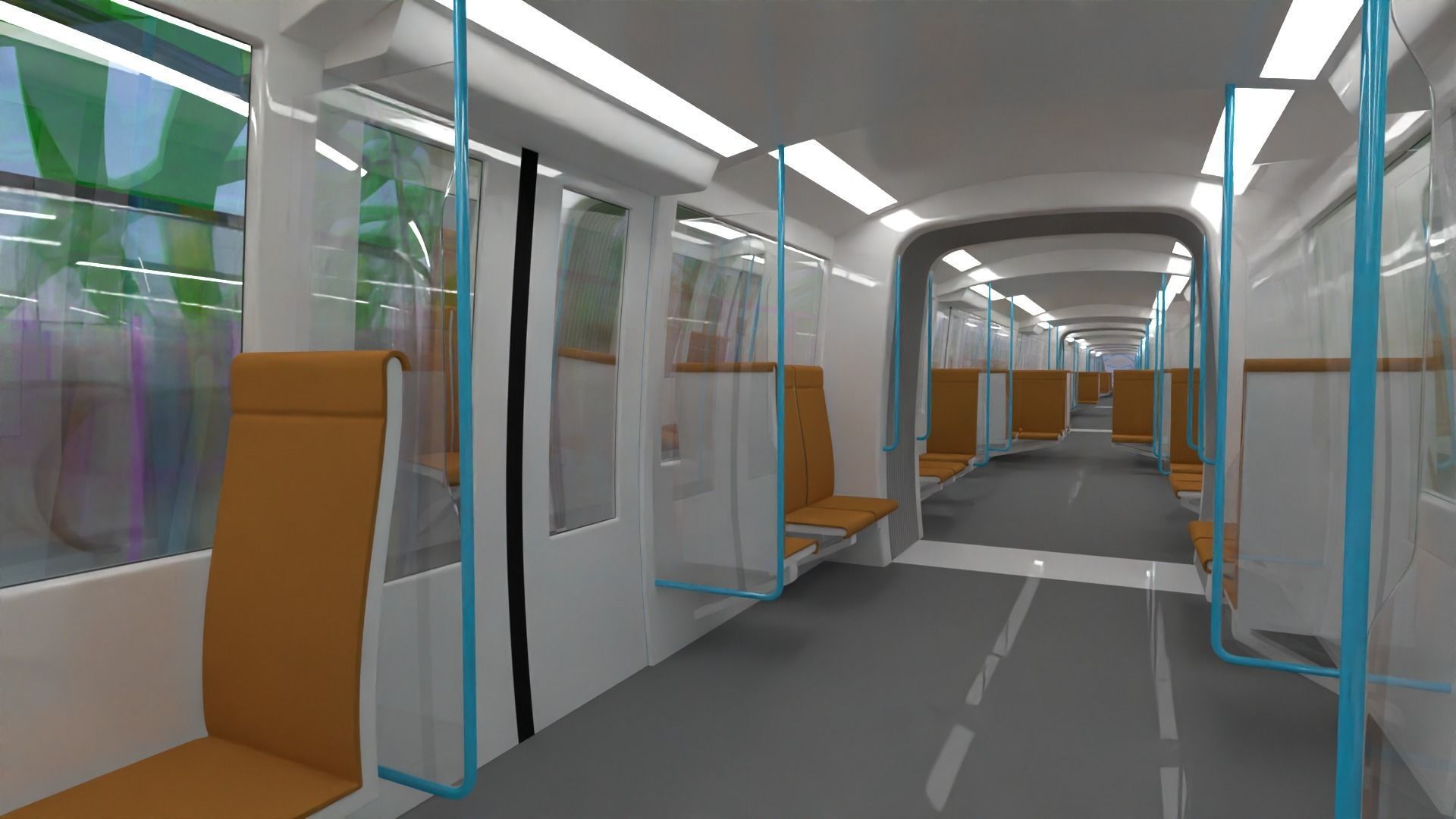 Monorail station with train 2024 V 3D model_4