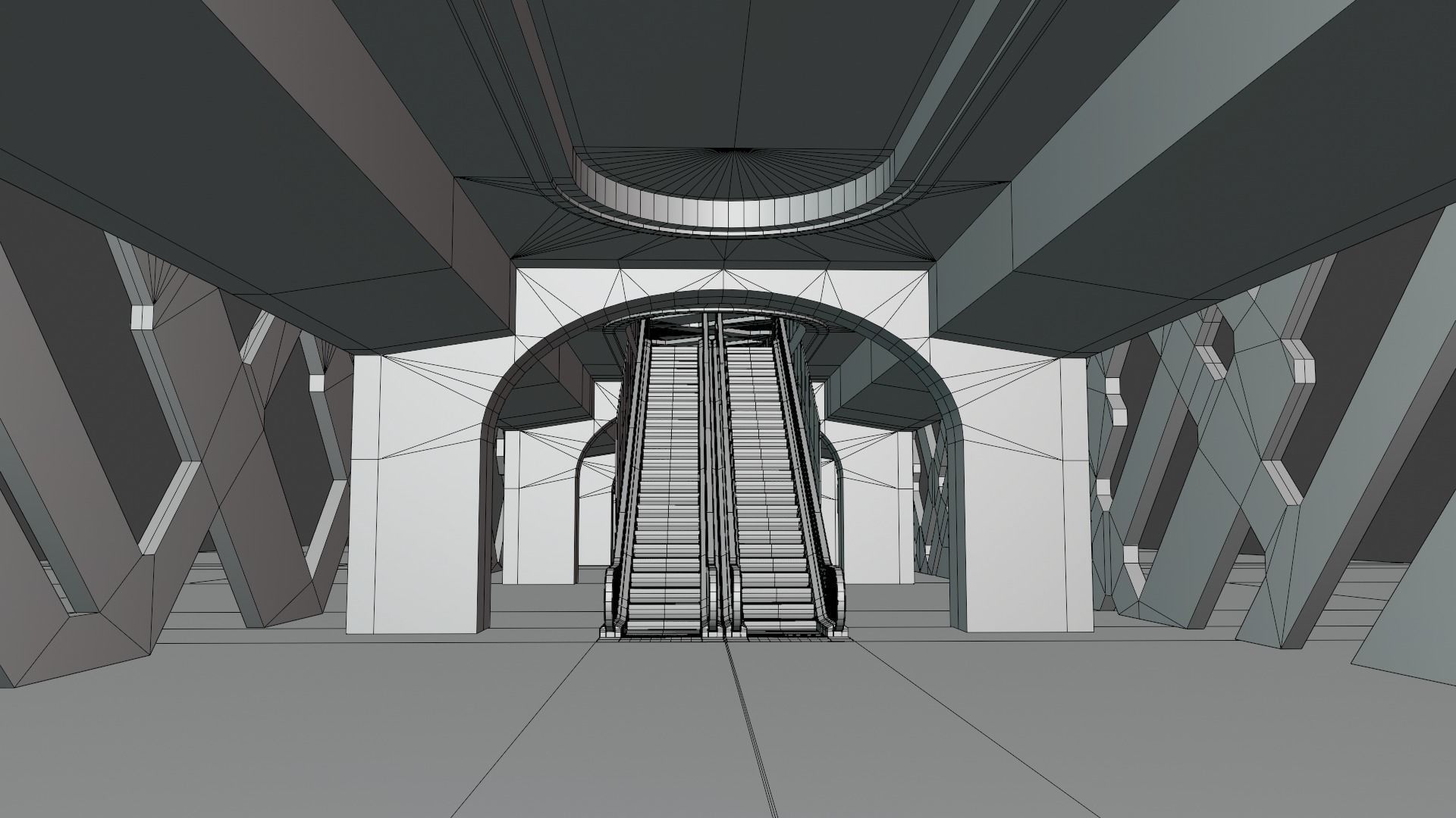 Monorail station with train 2024 V 3D model_7