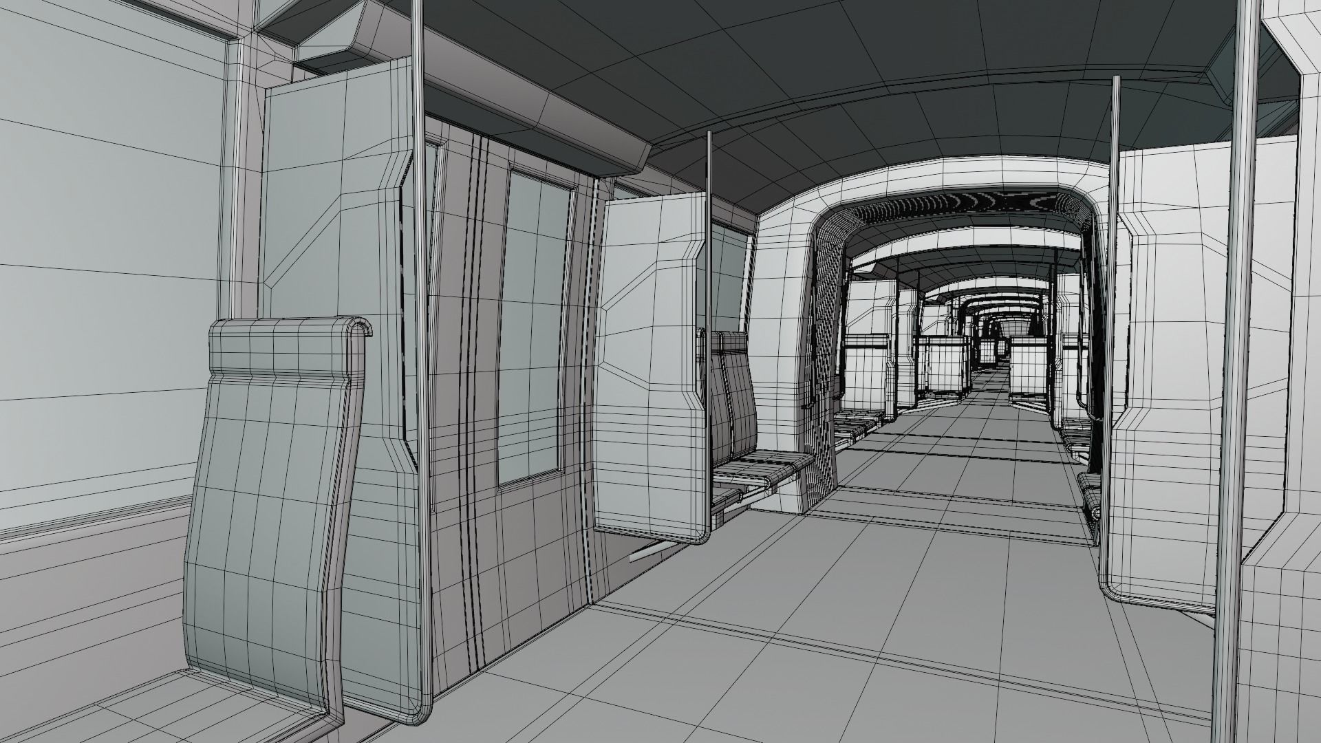 Monorail station with train 2024 V 3D model_5