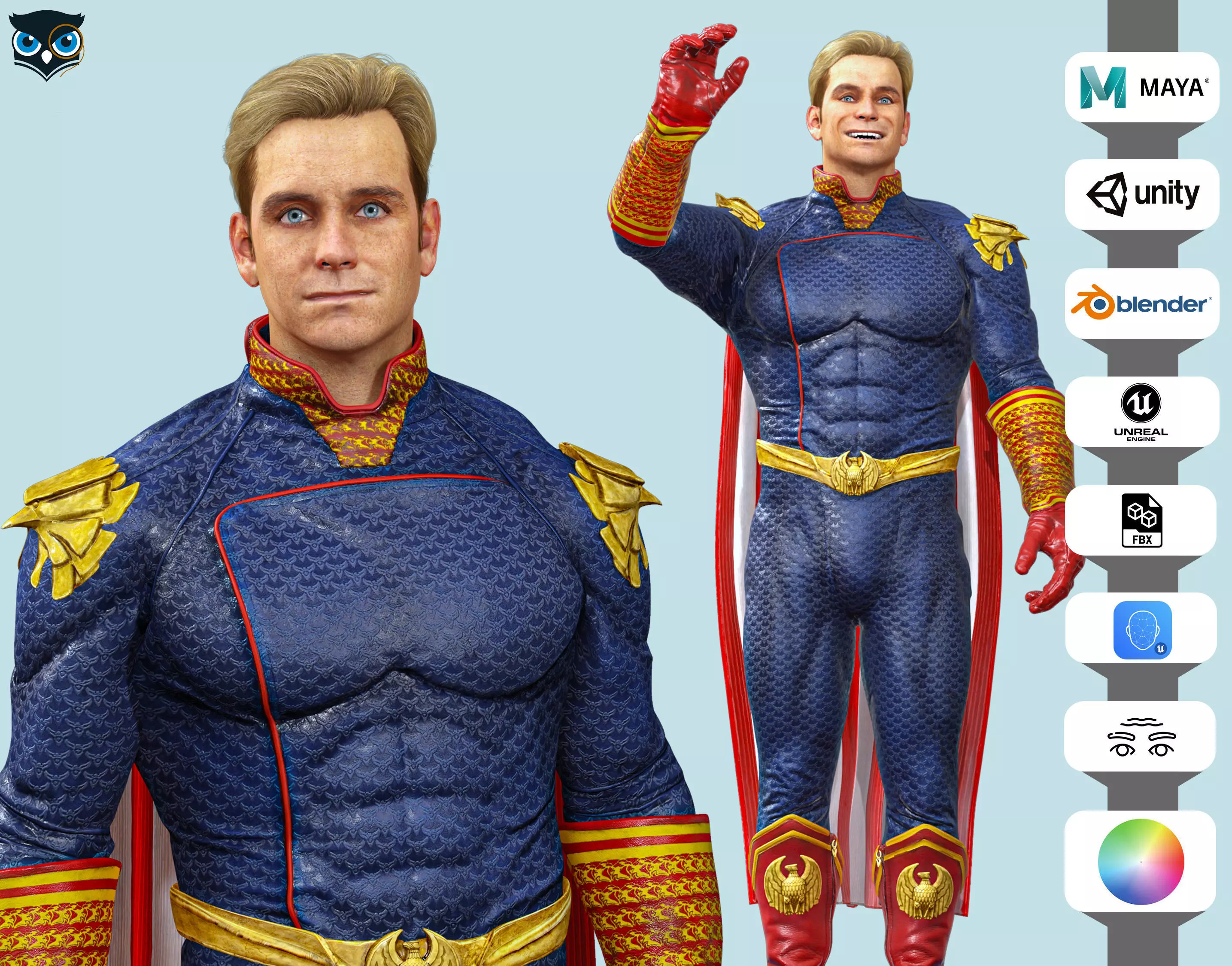 Homelander The Boys Ready  Low-poly 3D model_0