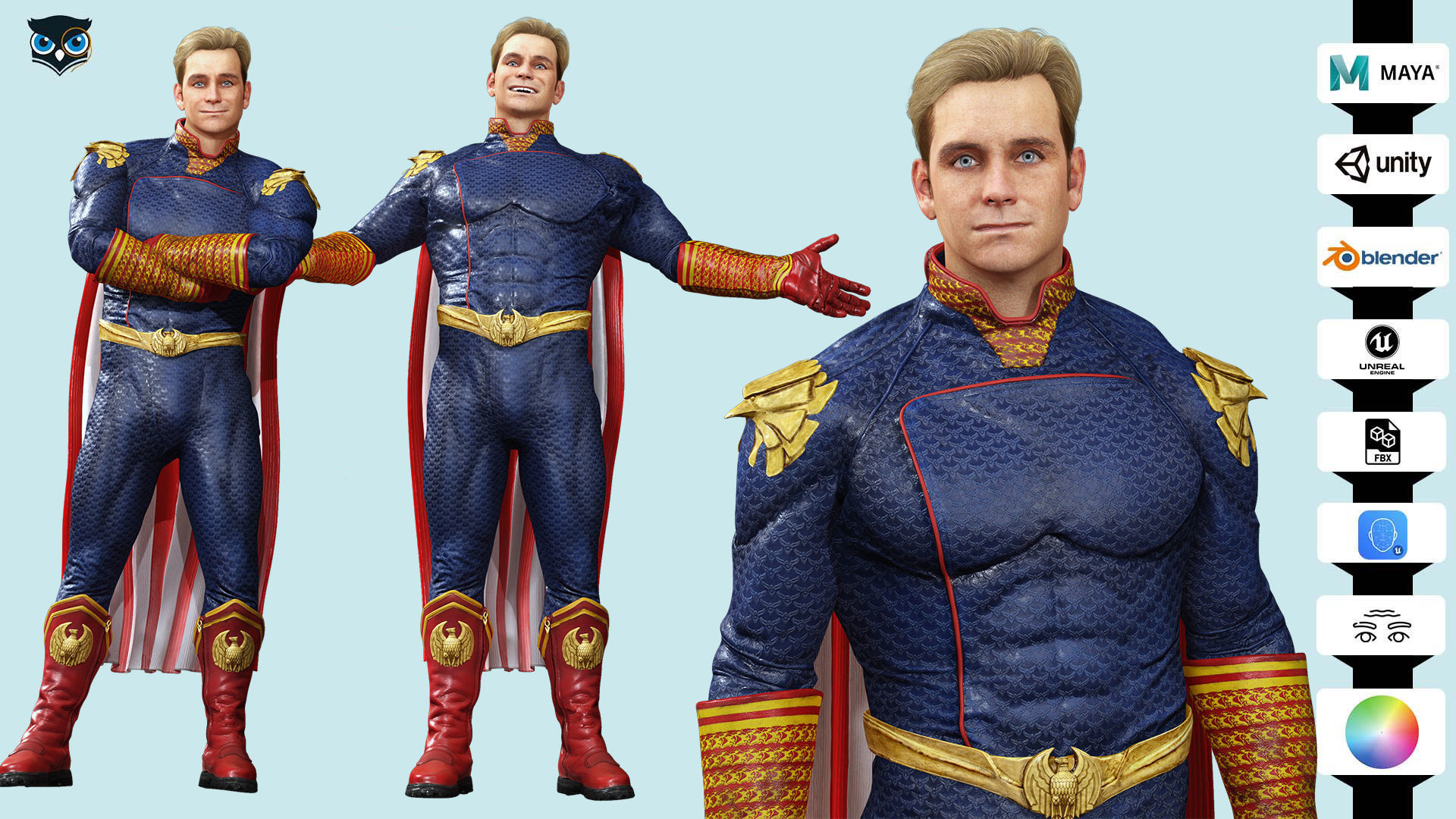 Homelander The Boys Ready  Low-poly 3D model_1