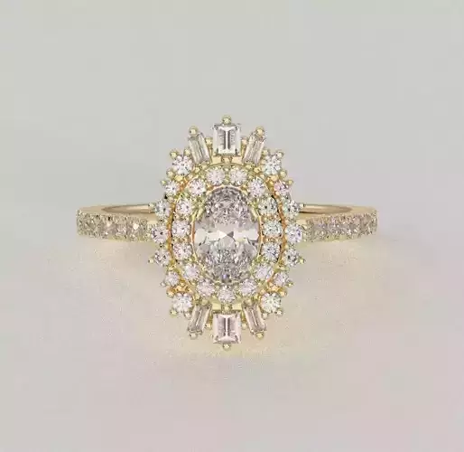 Fan Oval Cluster Ring