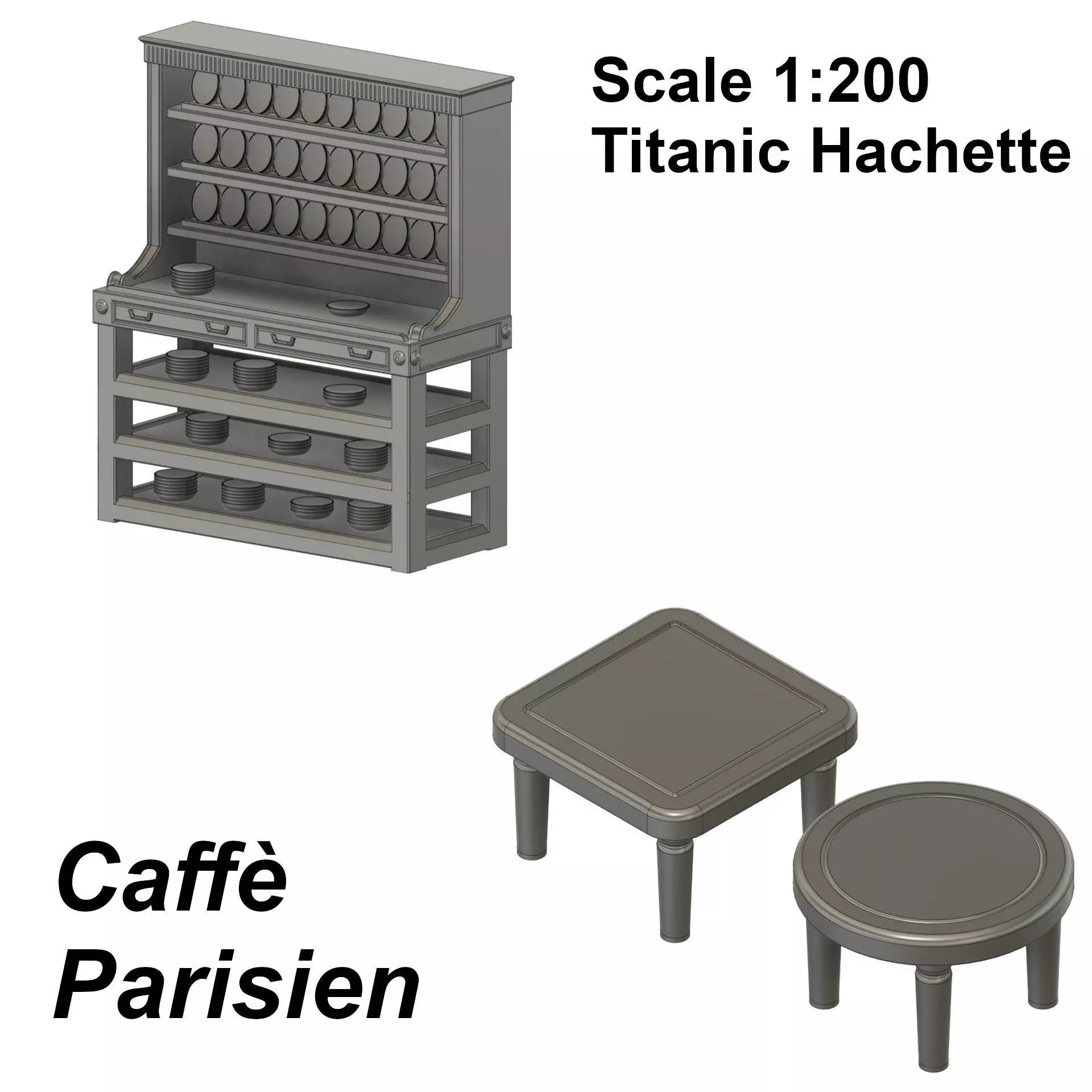 Cafe Parisien Acessories for Titanic Hachette 1-200 scale 3D print model_0