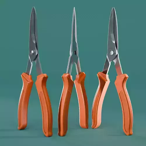 garden scissors gardening tools Low-poly 3D model