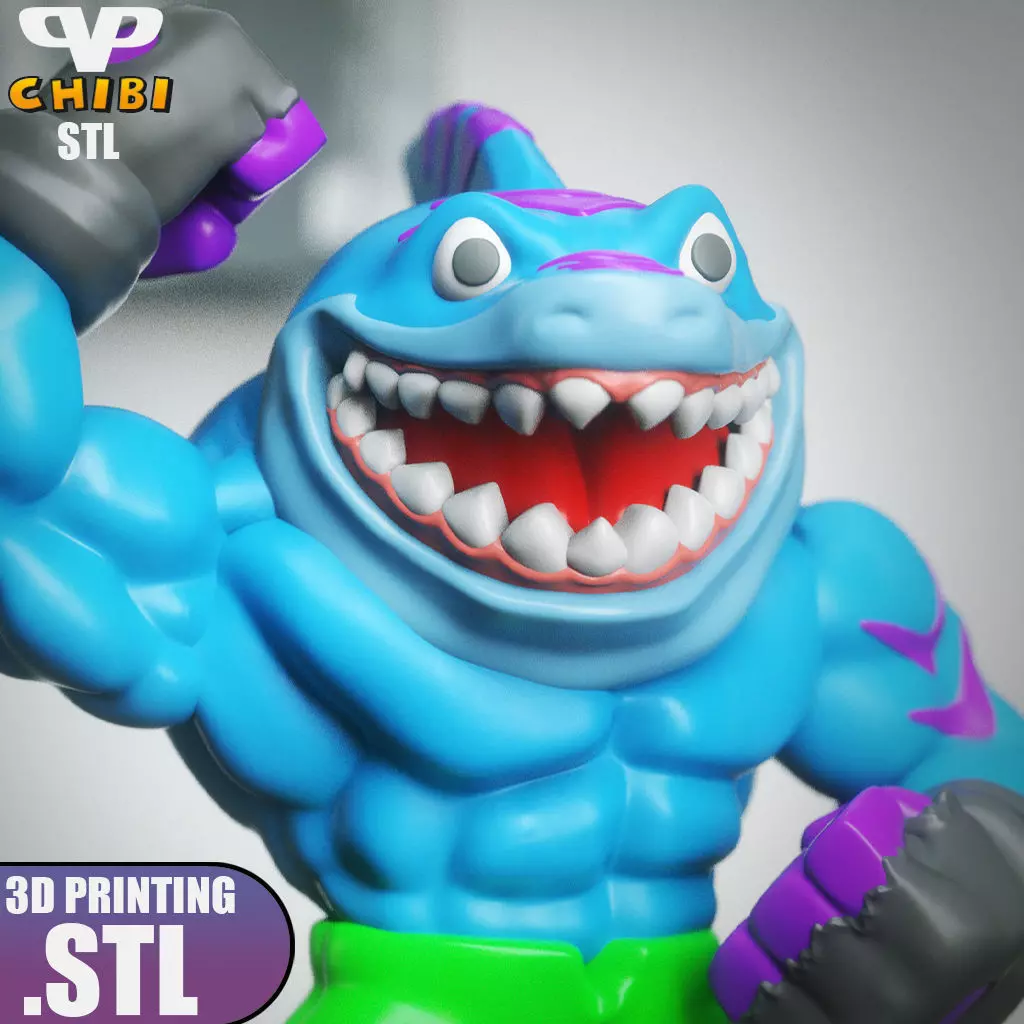 Street Sharks Streex Chibi STL for 3D Printing ChibiSTL 3DXM 3D print model_1