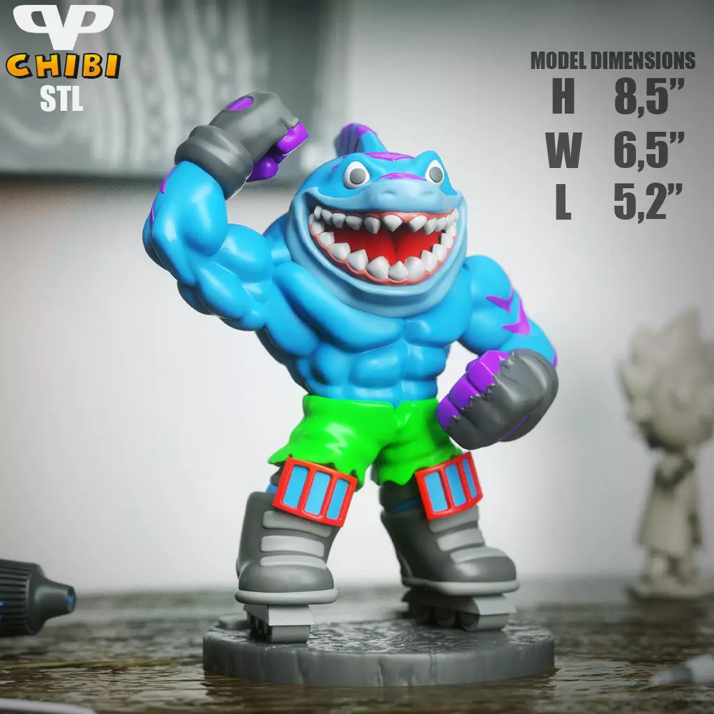 Street Sharks Streex Chibi STL for 3D Printing ChibiSTL 3DXM 3D print model_5