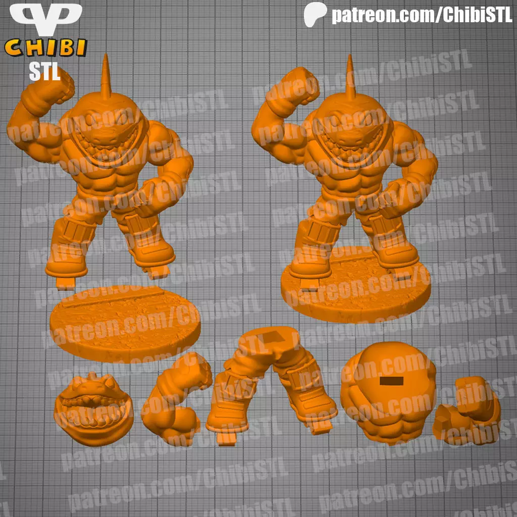 Street Sharks Streex Chibi STL for 3D Printing ChibiSTL 3DXM 3D print model_2