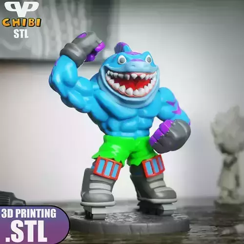 Street Sharks Streex Chibi STL for 3D Printing ChibiSTL 3DXM