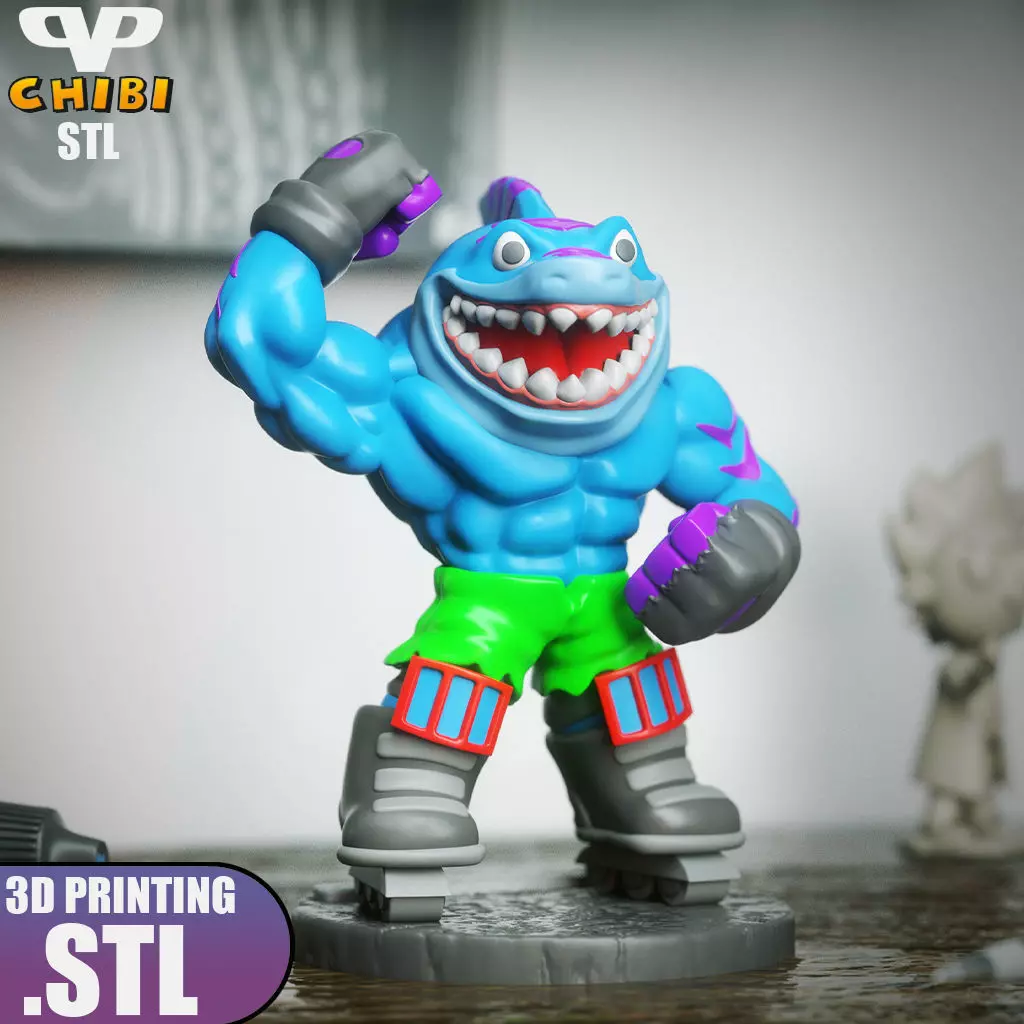 Street Sharks Streex Chibi STL for 3D Printing ChibiSTL 3DXM 3D print model_0