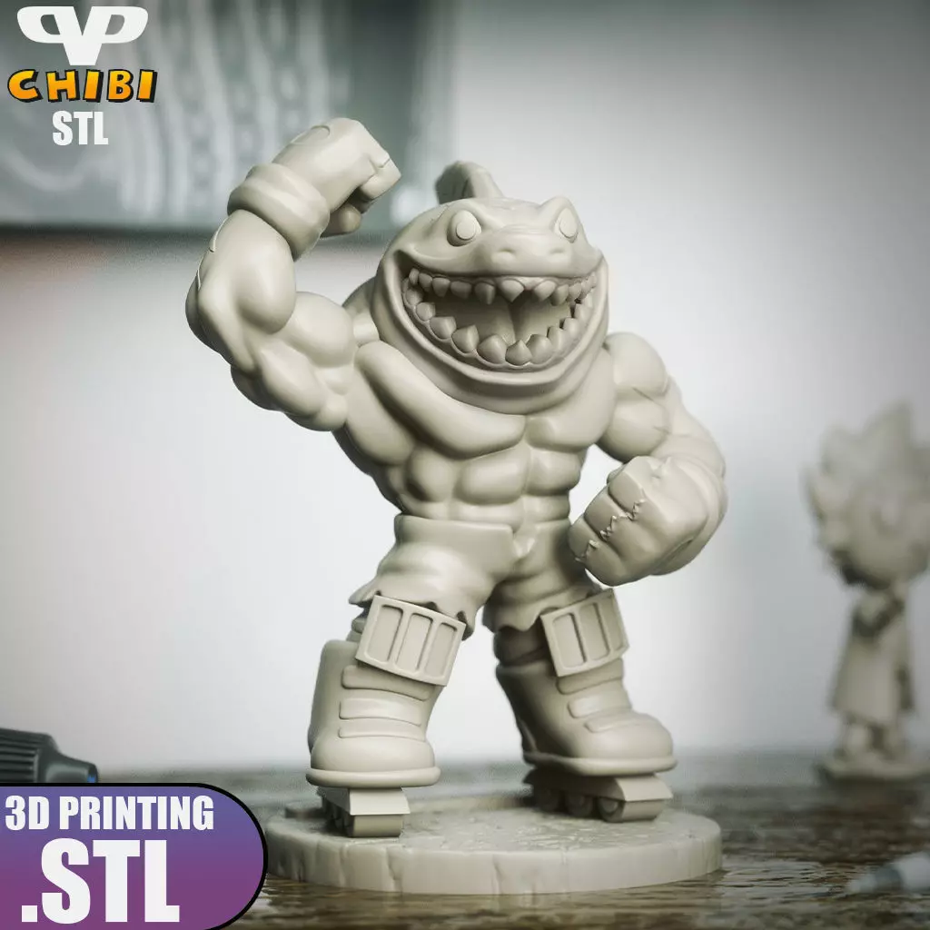 Street Sharks Streex Chibi STL for 3D Printing ChibiSTL 3DXM 3D print model_3