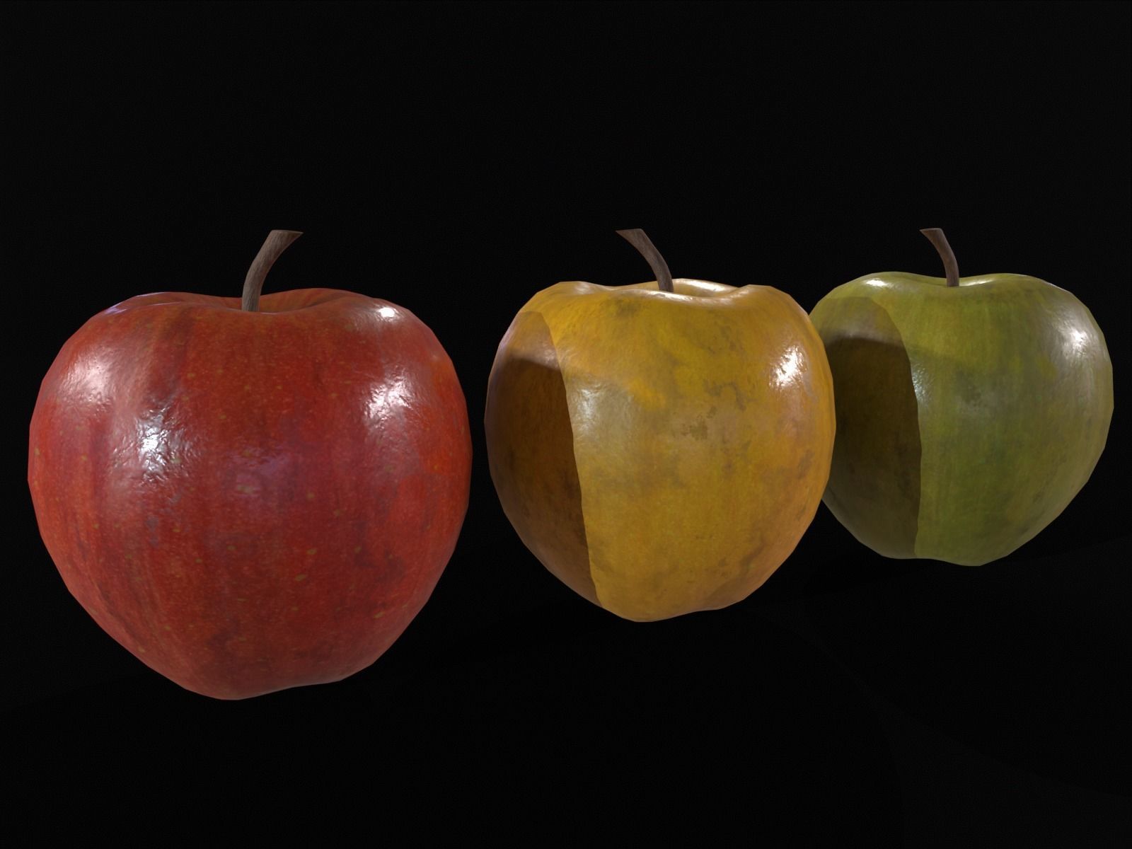 Apples Set and FREE LOW POLY VERSION Low-poly 3D model_16