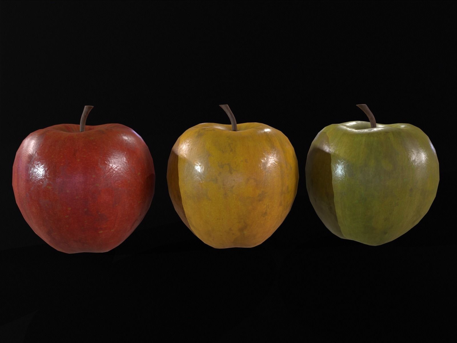 Apples Set and FREE LOW POLY VERSION Low-poly 3D model_18