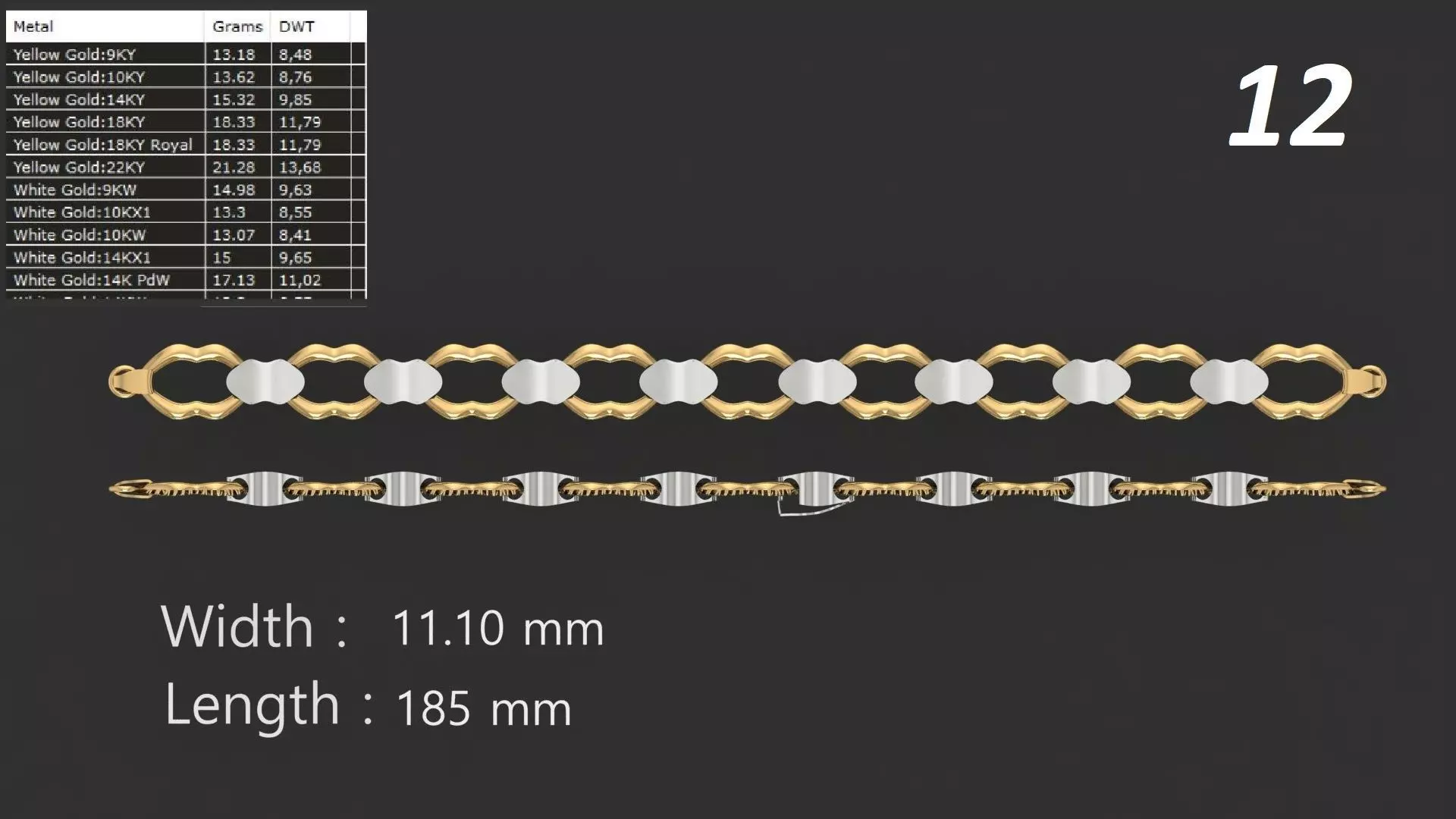 Turkish Jali Bracelet Chain 12 3D print model_0