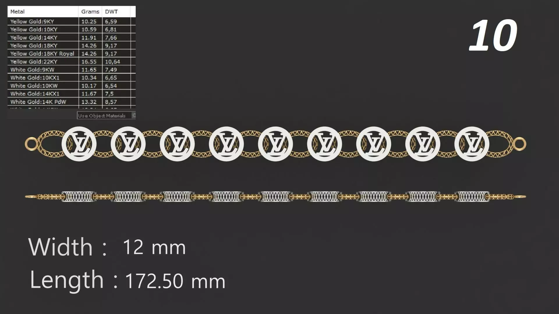 Turkish Jali Bracelet Chain 10 3D print model_0
