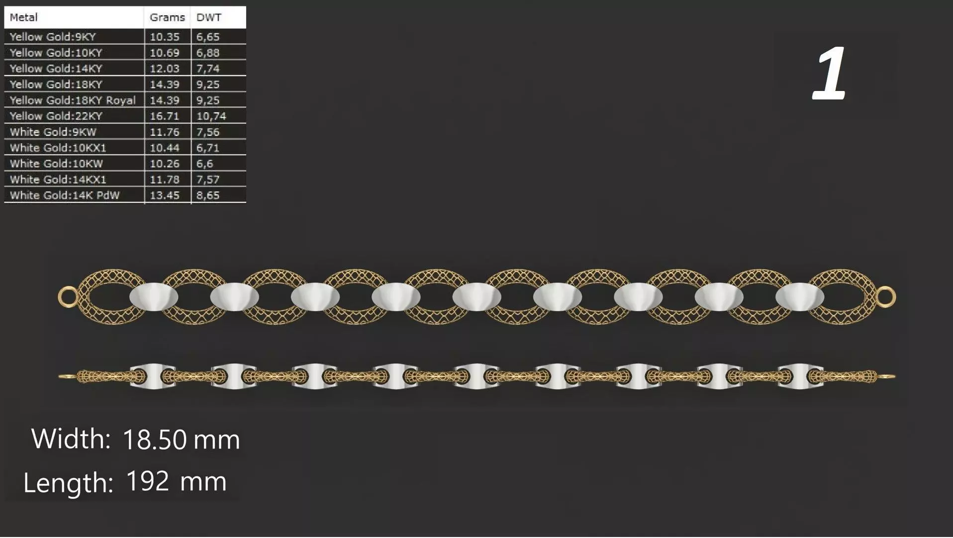 Turkish Jali Bracelet Chain 1 3D print model_0